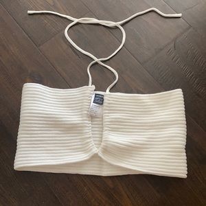 Solid Rib-Knit Halter Top